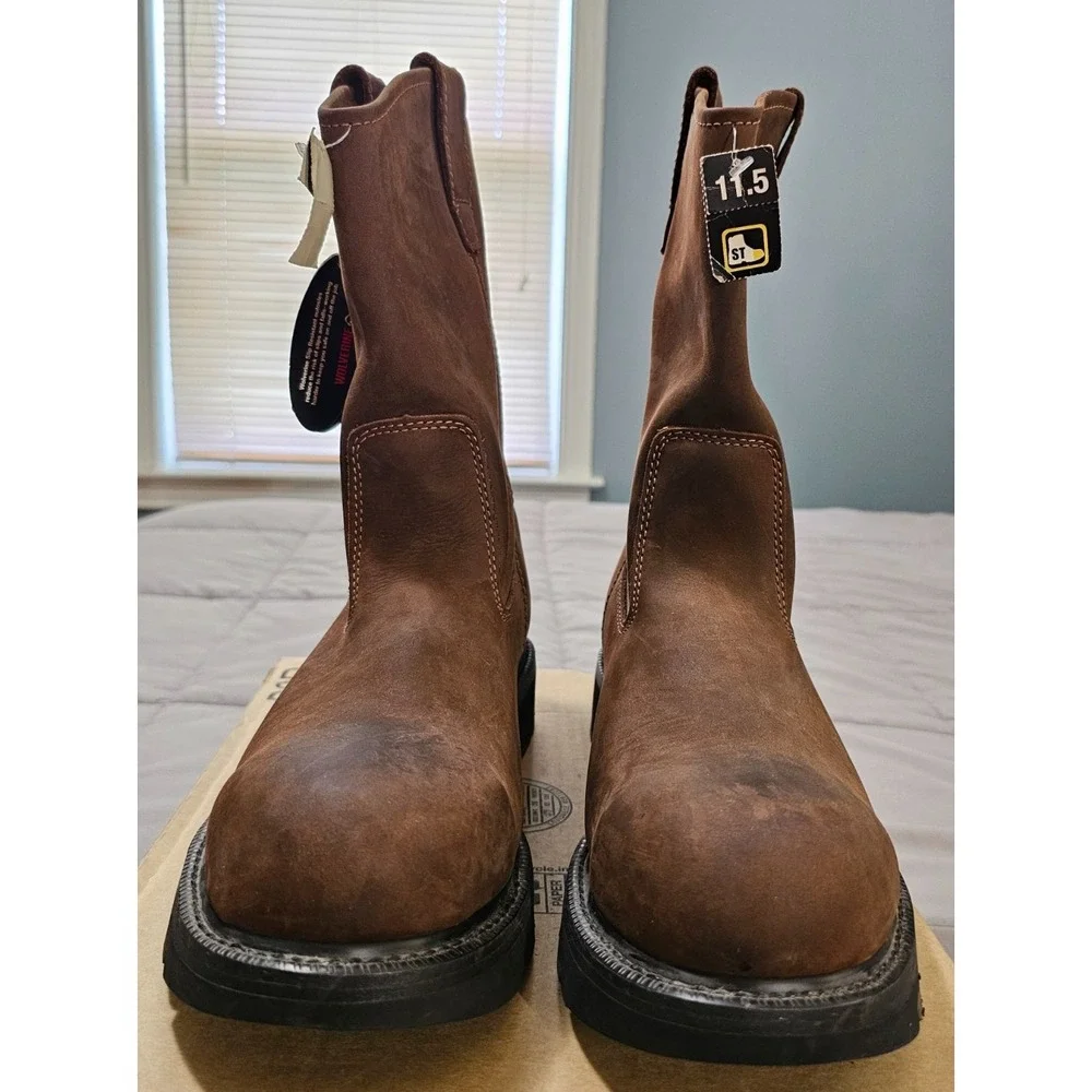 Wolverine® (Men's 11.5 M) EH SR Steel-Toe Wellington Work Boots in Brown - $190